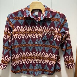 Wrangler Wrancher Fleece Shirt Womens Size XL Aztec Western Shacket